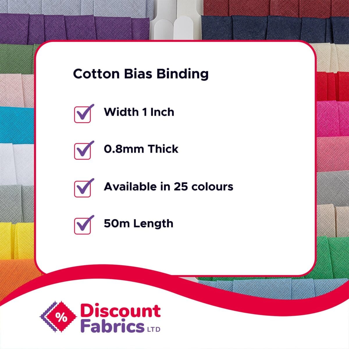 100% Cotton Bias Binding Tape (13mm & 25mm) and - Sewing, Quilting & Bunting Edging - Image 5
