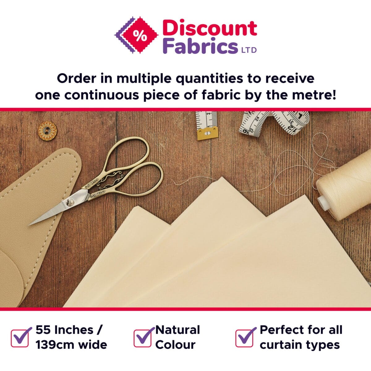 Curtain Lining Fabric | Cotton Sateen Lining - Image 2