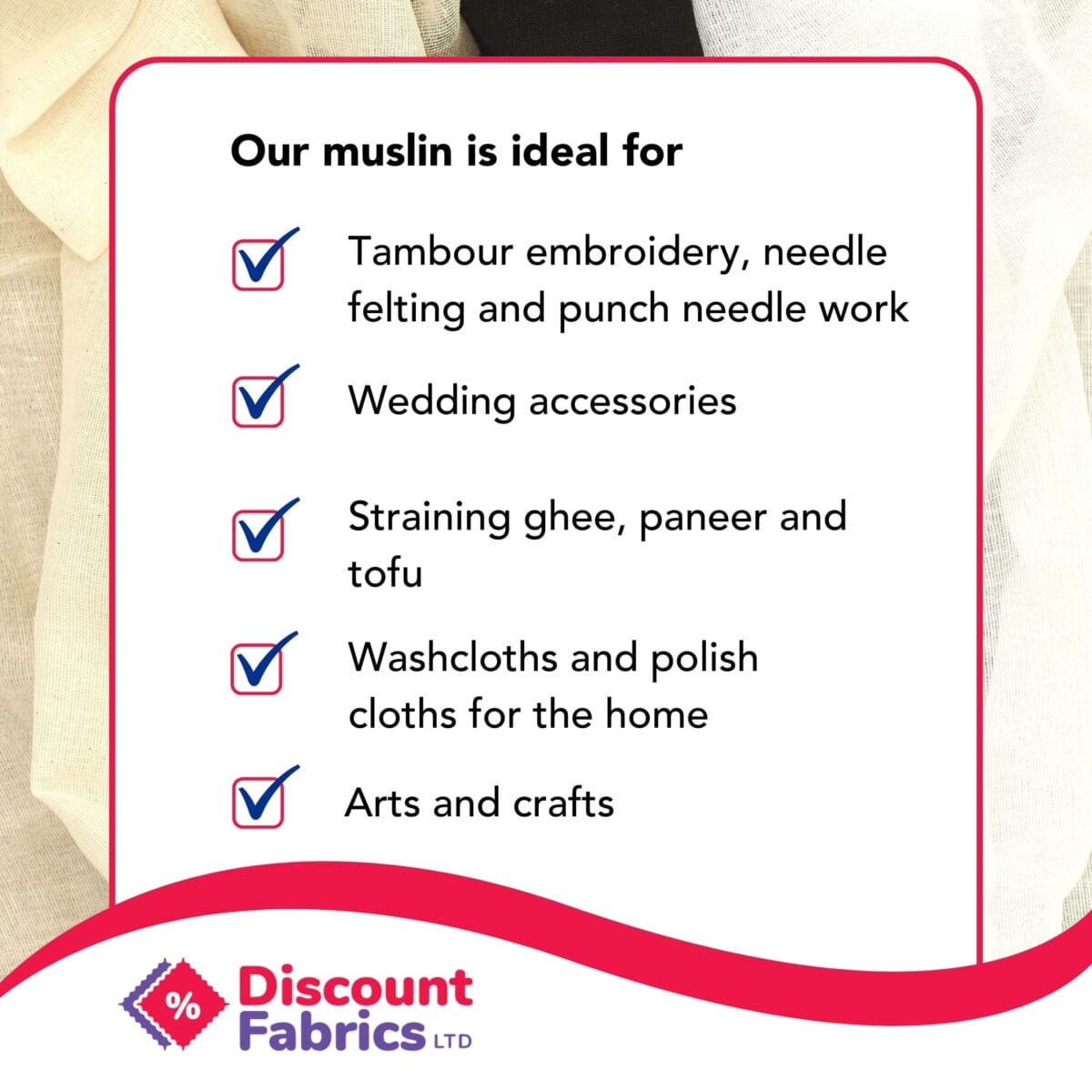 100% Cotton Fabric | Muslin Fabric | Cheesecloth - Image 2