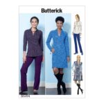 Butterick | B6494 | Misses' Knit Raglan Sleeve Tops & Dress, Trousers