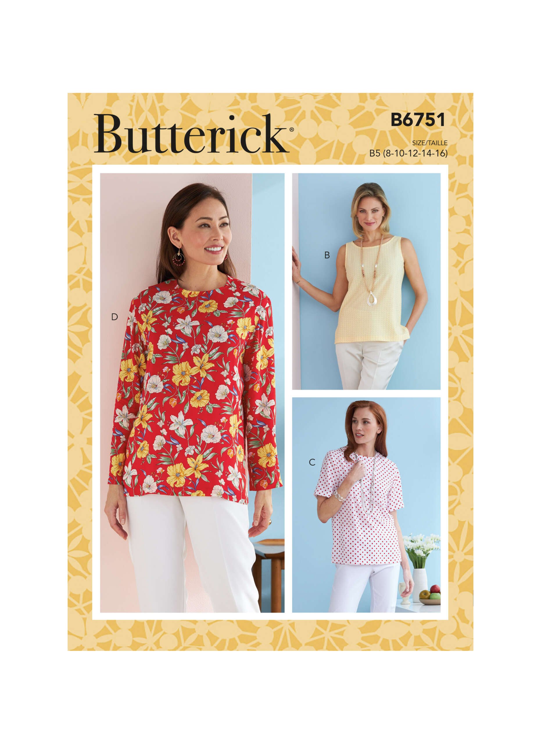 B6751_envelope_front-1-scaled-1.jpg Butterick | B6751 | Misses'/Misses' Petite Pullover Tops - Image 1