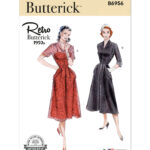 Butterick | B6956 | 1950s Misses' Dress with Sleeve Variations