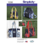 Simplicity | 1338 | Tote Bags in 3 Sizes, Backpack and Coin Purse