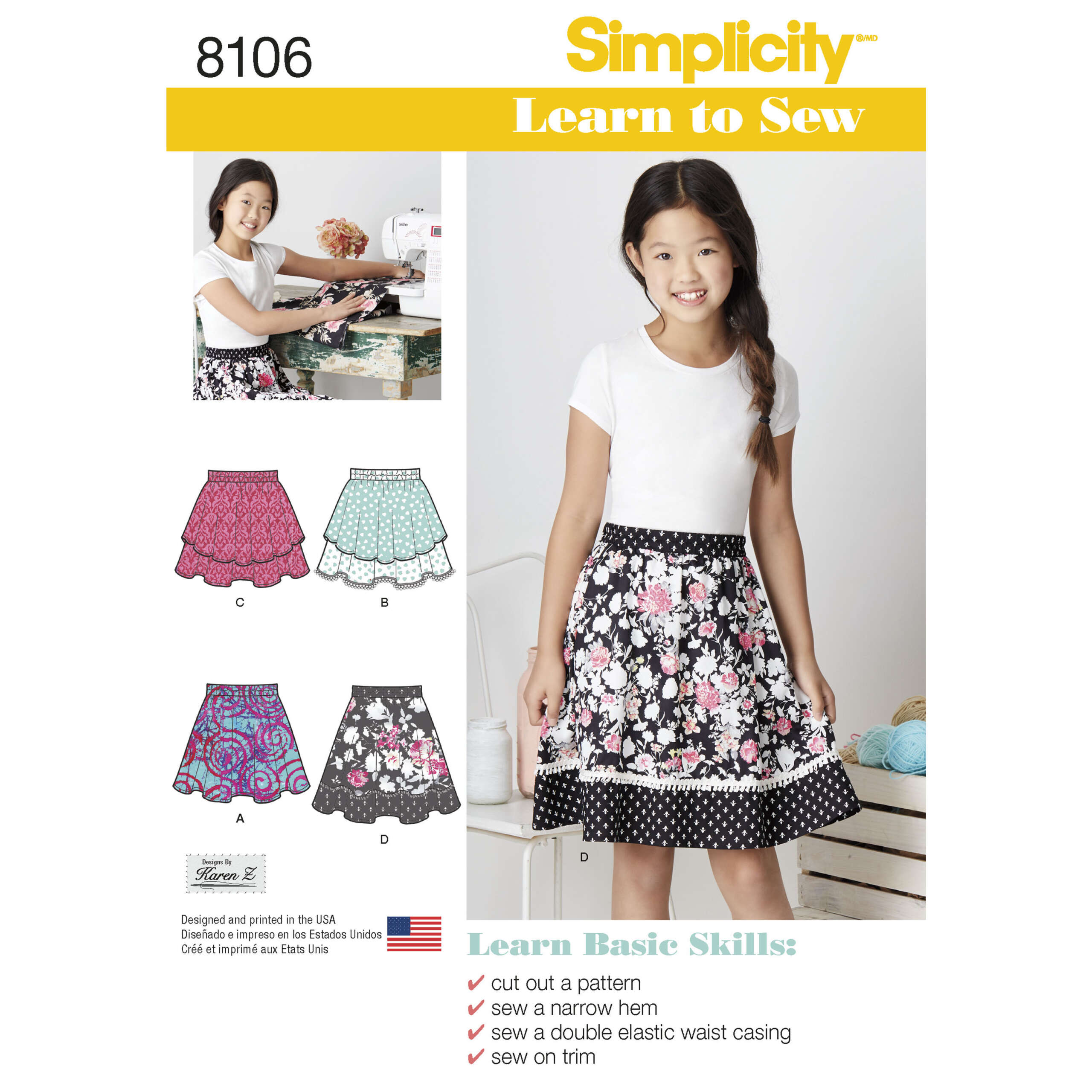 S8106_envelope_front-1-scaled-1.jpg Simplicity | 8106 | Learn To Sew Skirts for Girls and Girls Plus - Image 1