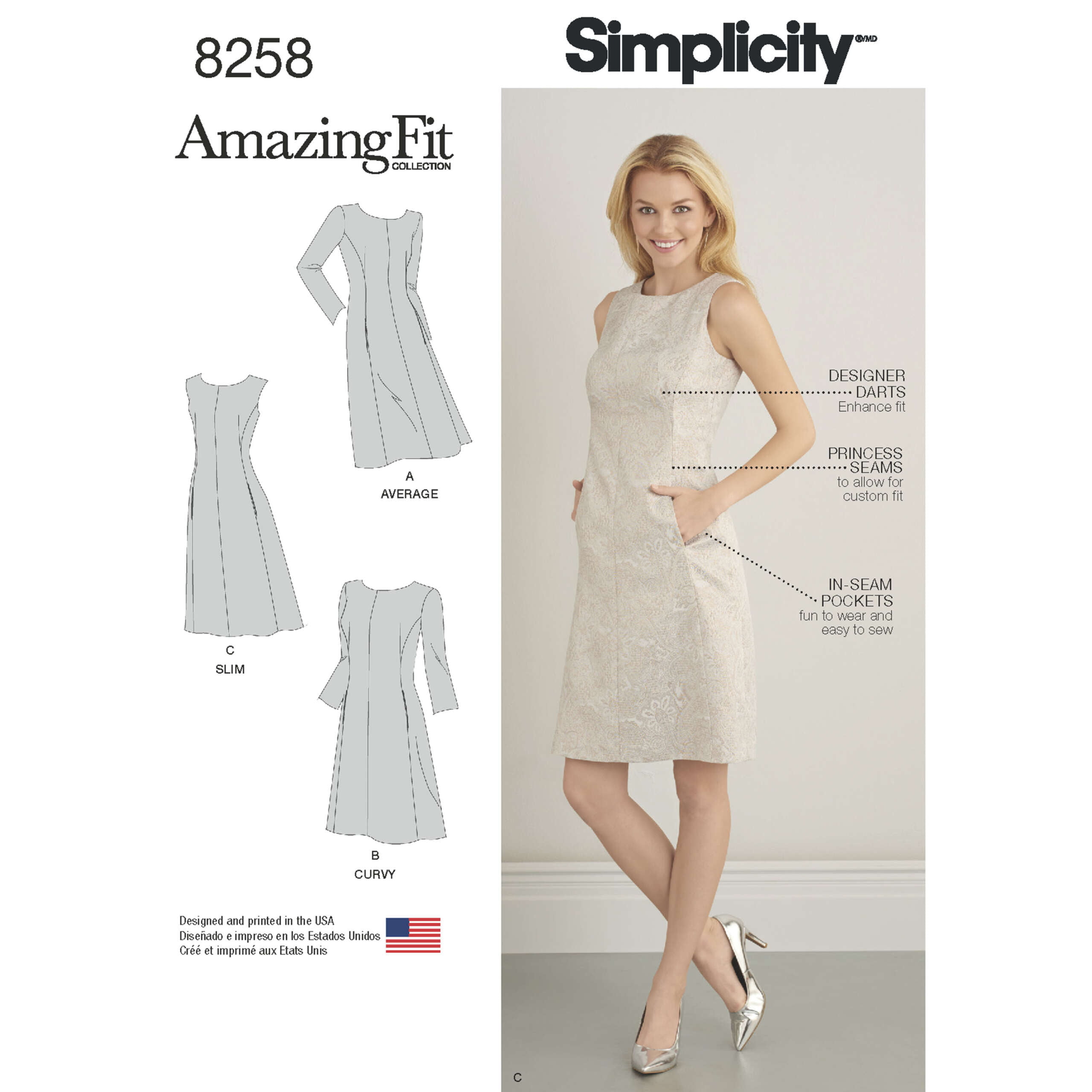 S8258_envelope_front-1-scaled-1.jpg Simplicity | 8258 | Misses' & Plus Size Amazing Fit Dress - Image 1