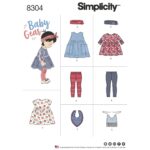 Simplicity | 8304 | Babies' Leggings, Top, Dress, Bibs and Headband