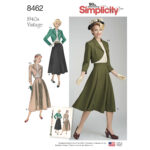 Simplicity | 8462 | 1940s Misses' Vintage Blouse, Skirt and Lined Bolero