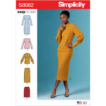 Simplicity | S8982 | Misses' Knit Two Piece Sweater Dress, Tops, Skirts