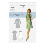 Simplicity | S9104 | 1960s Misses' Vintage Dresses with Sleeve & Neckline Variation