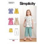 Simplicity | S9321 | Children's Tucked Tops, Dresses, Shorts and Pants