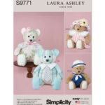 Simplicity | S9771 | Plush Bear with Clothes and Hats by Laura Ashley