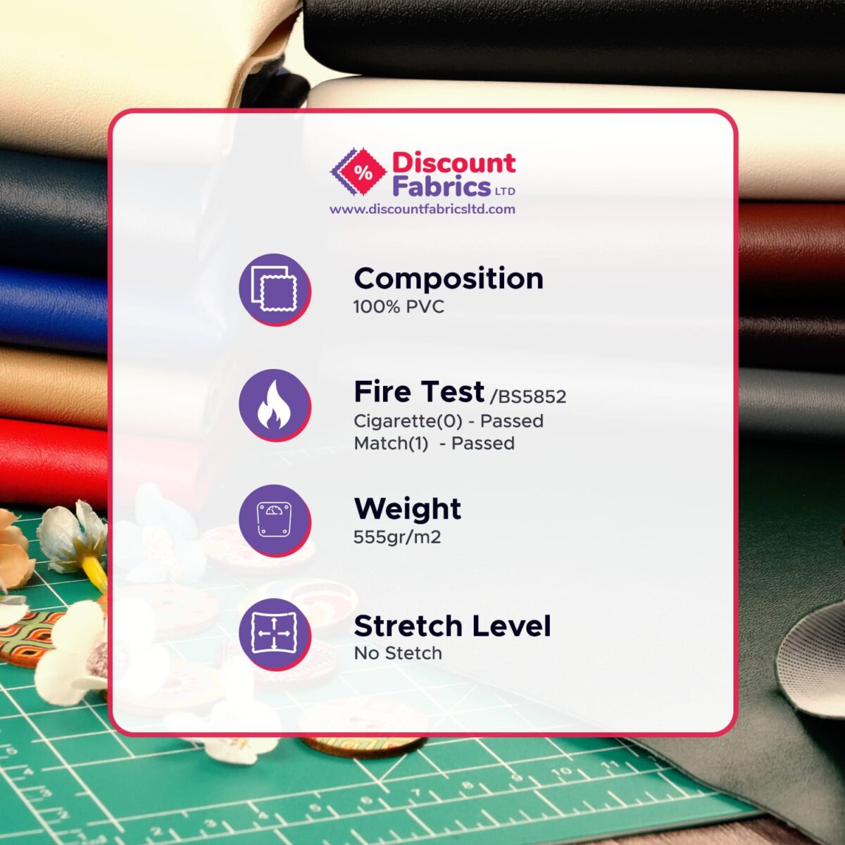 Amigo Waterproof Leatherette Fabric | Flame Retardant | 100% PVC Upholstery Vinyl - Image 5