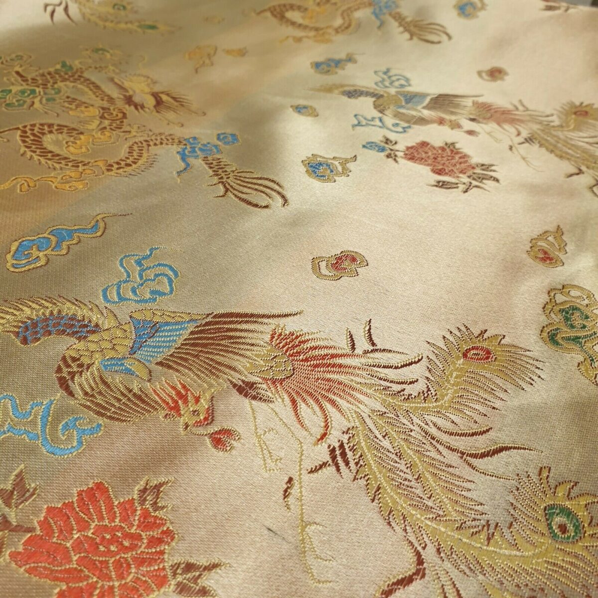 Chinese Brocade Satin Fabric | Dragon & Floral Pattern (36″ / 91cm Wide) - Image 9