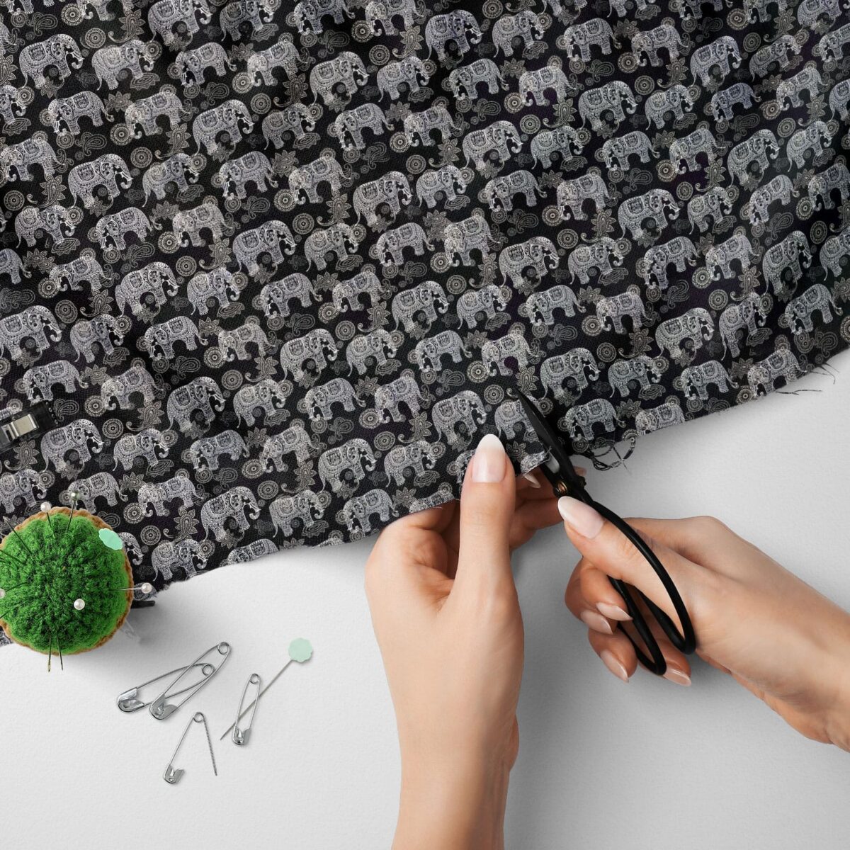 Rose & Hubble Cotton Poplin Fabric | Animal Prints (Elephant) | 100% Cotton - Image 4