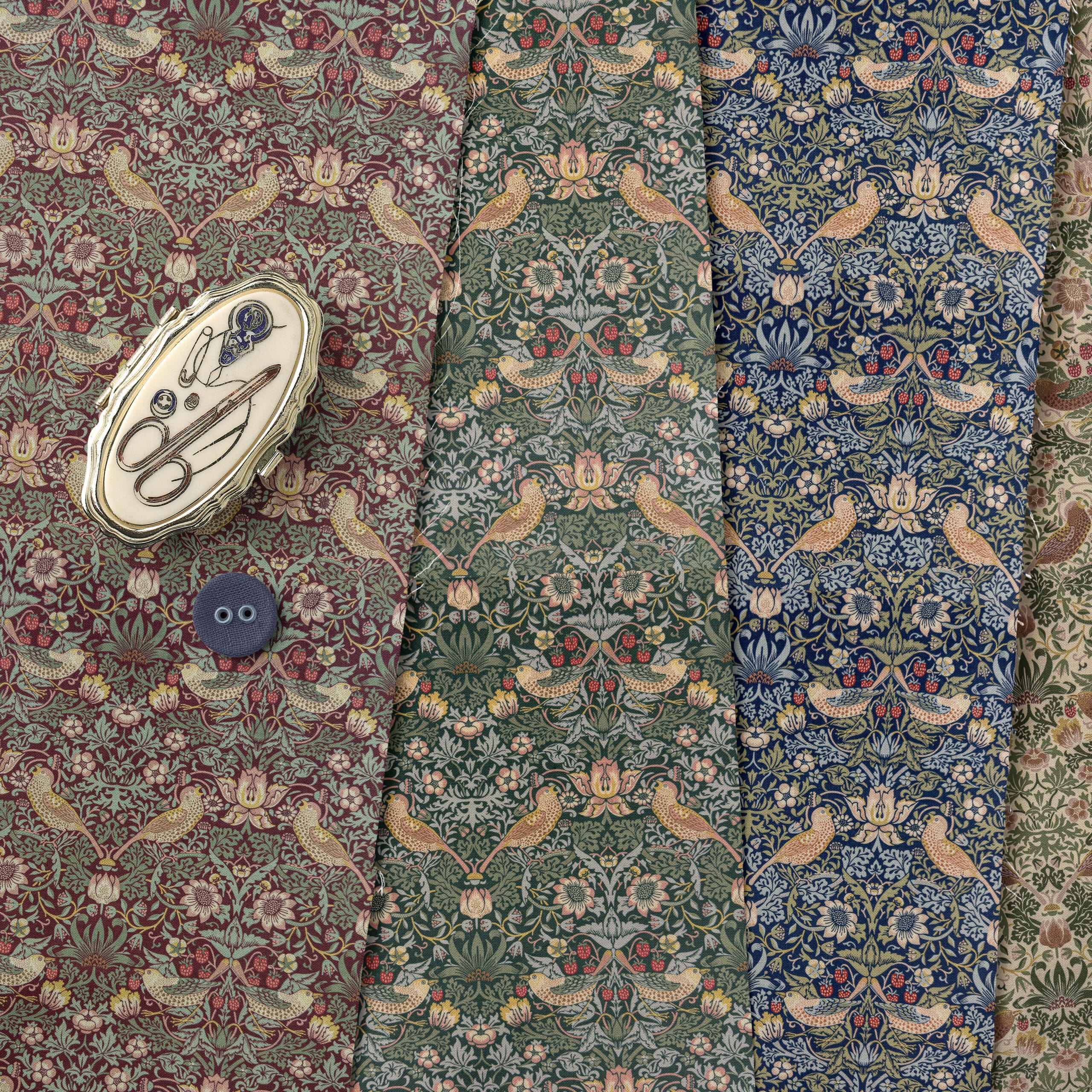 William-Morris-Velvet-Strawberry-theif_Variation-scaled-1.jpg William Morris Strawberry Thief | Printed Velvet Fabric | Luxury Soft Furnishings - Image 1